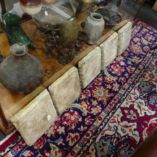 5X CONCRETE GARDEN PLAQUES SAGE ROSEMARY & THYME... 250X250MM