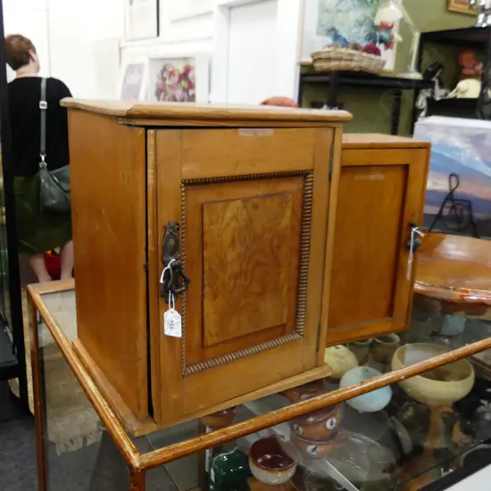 2 SMALL CUPBOARDS. ONE RIMU 250X480mm OTHER PART KAURI 350X430mm