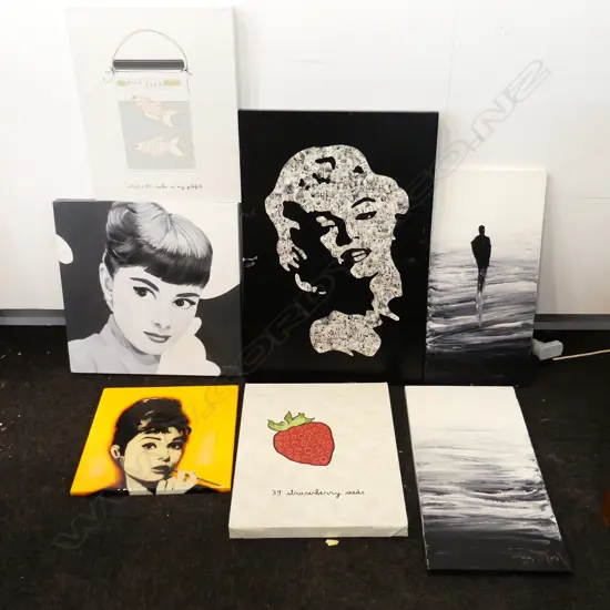 BOX LOT ASST. CANVAS ARTWORKS