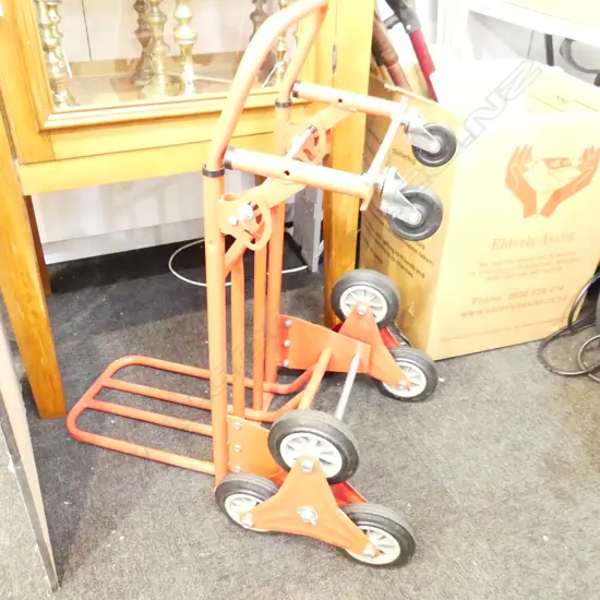 RED METAL 3 WHEEL STAIRS TROLLEY