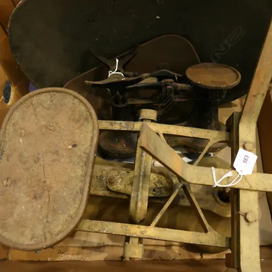 TWO SETS OF KITCHEN SC ALES.ONE AVERY WITH GILT FINISH AND OTHER ' OK ' BRAND.