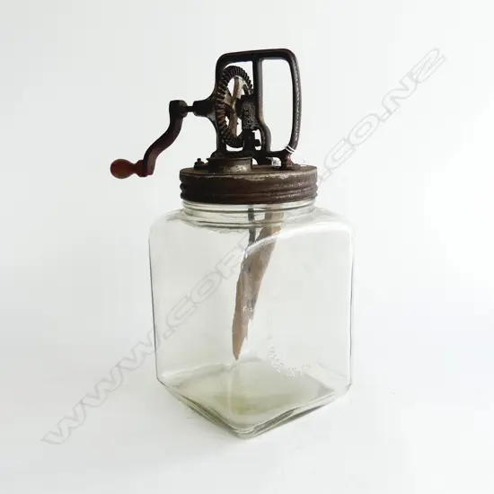 ANTIQUE BUTTER CHURN MADE IN ENGLAND “BLOW BUTTER CHURN” H. 350mm