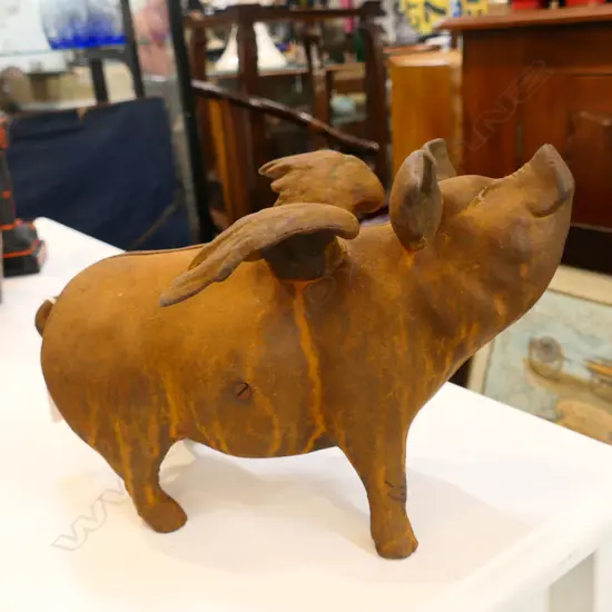 MODERN CAST IRON WINGED PIGGY BANK 330X220mm