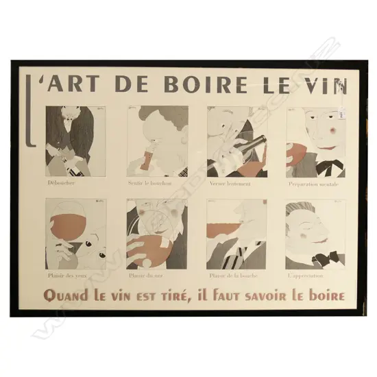 LARGE FORMAT POSTER " ART DE BOIRE LE VIN " . VINTNER THEMES. 1003X725mm