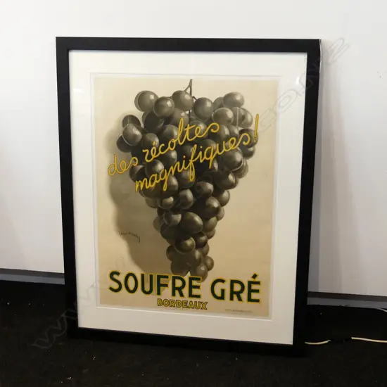 LG FRENCH WINE GRAPE POSTER 'SOUFRE GRE' 790x600mm