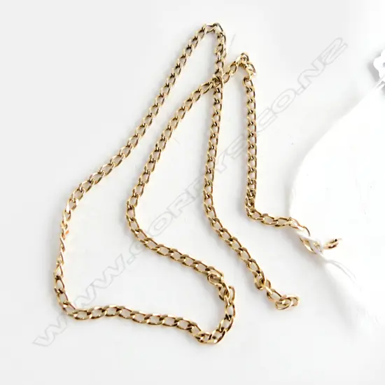 9CT YELLOW GOLD flat curb link NECKLACE 12.7gms  51CM