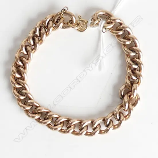 9ct ROSE GOLD HOLLOW CHAIN BRACELET 17.17gm