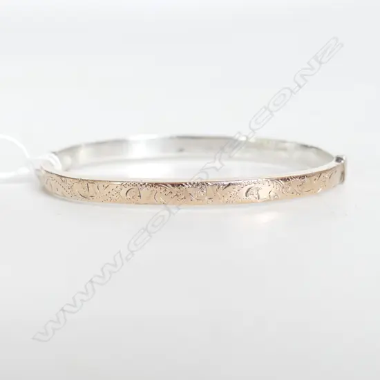 SML GOLD ON SILVER SNAP BRACELET, DENTED