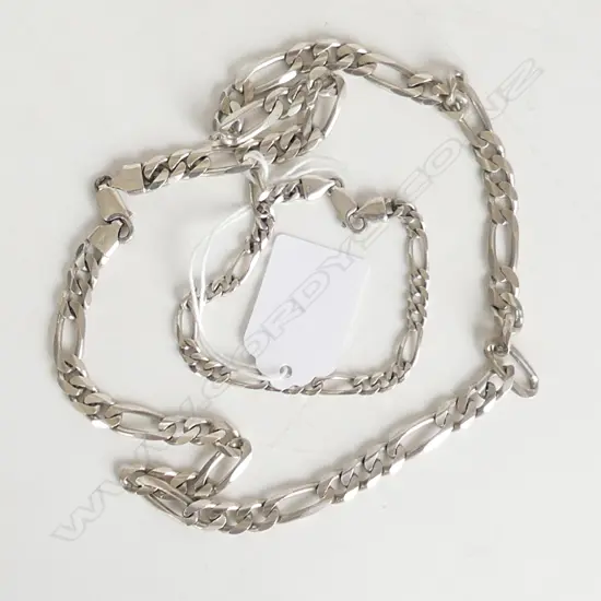 ST SILVER NECKLACE & BRACELET, W.57gm
