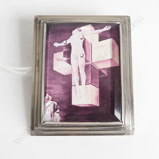 SILVER BROOCH W SALVADOR DALI'S 'CORPUS HYPERCUBICUS'