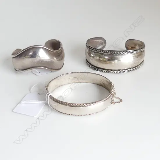 3 X SILVER BANGLES