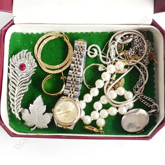 ASST. JEWELLERY INCL. 9CT HOOP EARRINGS 35mm dia 1.2 GRAMS ETC