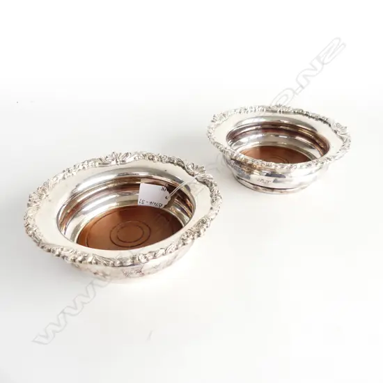 PR SILVER PLATE WINE COASTERS