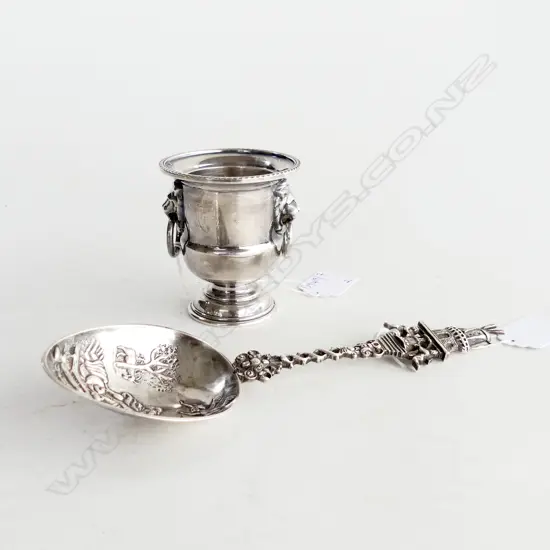 CONTINENTAL SILVER SPOON, DUTCH MANNER H.200mm 68 GM + EP MINIATURE WINE COOLER H.75mm
