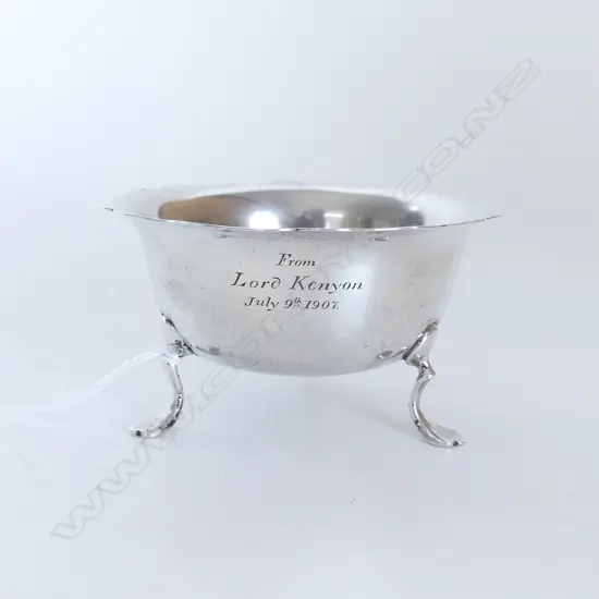 STG SILVER SUGAR BOWL LONDON 1906 'FROM LORD KENYON'  75 GRMS