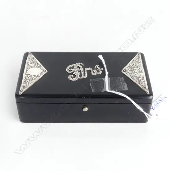 EBONY & STG SILVER PIN BOX W.125mm LONDON 1909