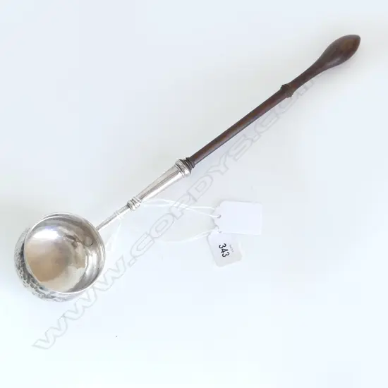 GEORGIAN SILVER TODDY LADLE TURNED WOOD HANDLE