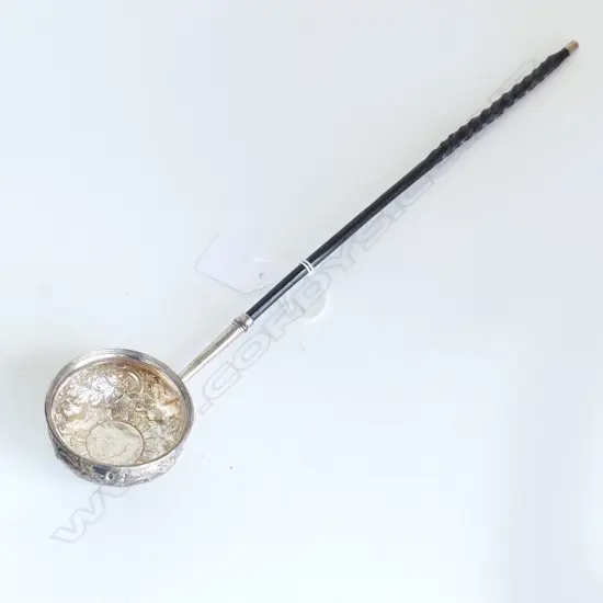 GEORGIAN SILVER COIN TODDY LADLE BALEEN HANDLE