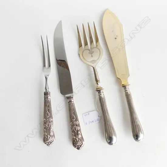 2x 2 PCE SILVER HANDLED SERVING SETS; SHEFFIELD 1965, 800 SILVER