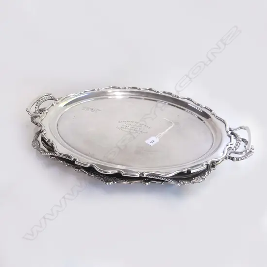 3 VINTAGE SILVER PLATE BUTLER TRAYS W HANDLES