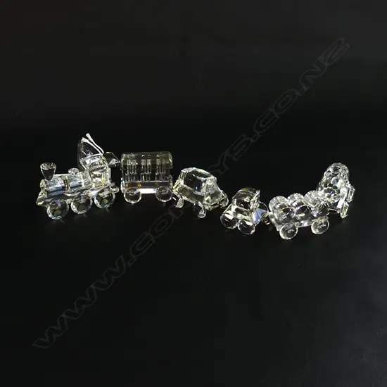 6 PCE SWAROVSKI CRYSTAL TRAIN; ENGINE & 5 CARRIAGES IN ORIG. BOXES