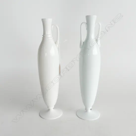 2 WHITE SWEDISH LINDSHAMMAR VASES, GUNNAR ANDER DESIGN, H.280mm