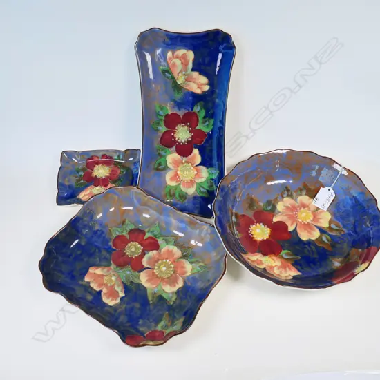 4 ROYAL DOULTON ART DECO DISHES,'WILD ROSE' PATTERN