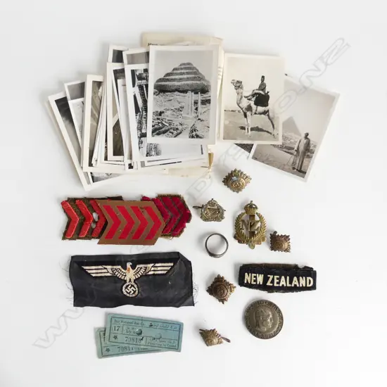 BAG LOT OF WW2 BADGES SOV TROPHYS PHOTOS ETC