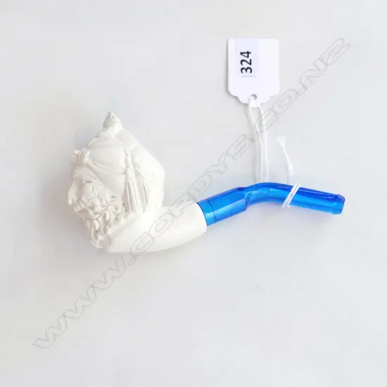 CARVED MEERSCHAUM PIPE OF BEARDED MAN, L.125MM