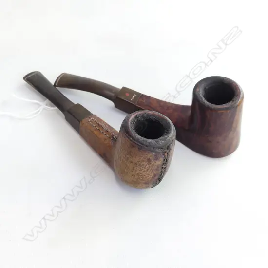 DOCTOR PLUMB LONDON BRIAR PIPE & ITALIAN LEATHER CASED PIPE, L.14CM