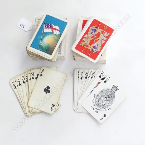 TWO DECKS SHIPPING PLAYING CARDS COMPLETE SETS, SHAW SAVILLE LINE & PACIFIC & ORIENT