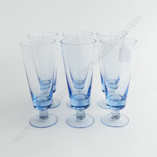 SET OF 6 VINTAGE ICE BLUE COCKTAIL GLASSES, H. 18CM