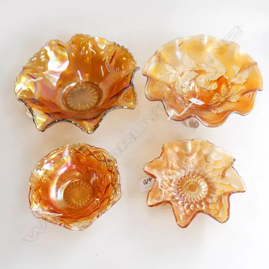 4PCS VINTAGE CARNIVAL GLASS LARGEST DIA 240MM