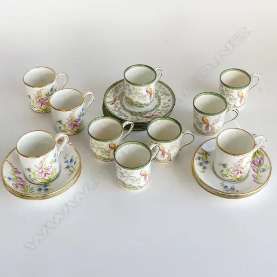 2 SETS VINTAGE ENGLISH CHINA  DEMITASSE CUPS & SAUCERS, 6 WILLIAM ADDERLY, 4 FOLEY