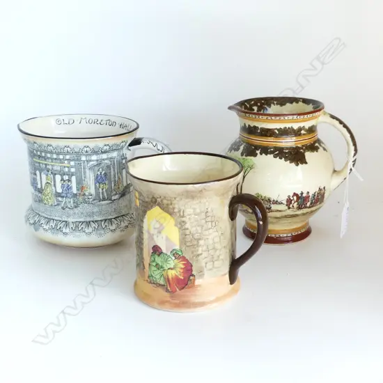 3 ROYAL DOULTON JUGS; OLD MORETON HALL, PILGRIMS, ARABIAN H.145mm