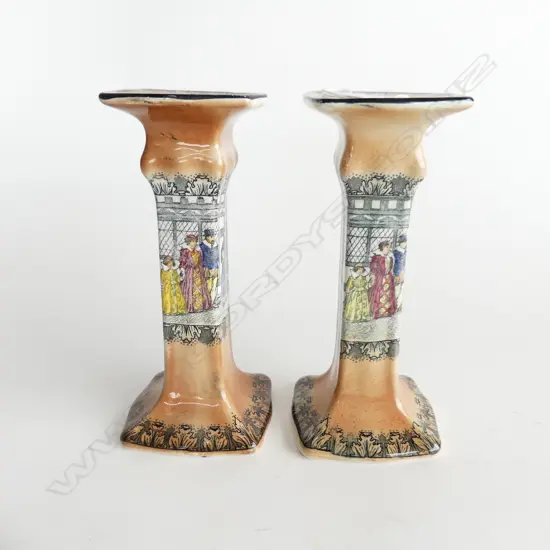 PR ROYAL DOULTON CANDLESTICKS 'OLD MORETON', H.170mm