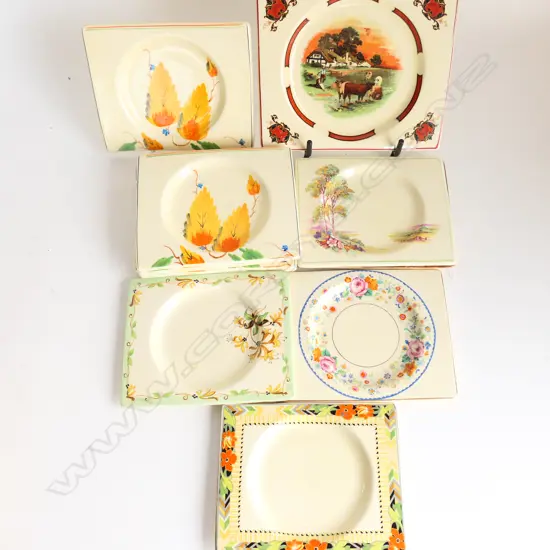 12 SMALL DECO PLATES, VARIOUS DESIGNS, 'THE BIARRITZ' ROYAL STAFFORDSHIRE