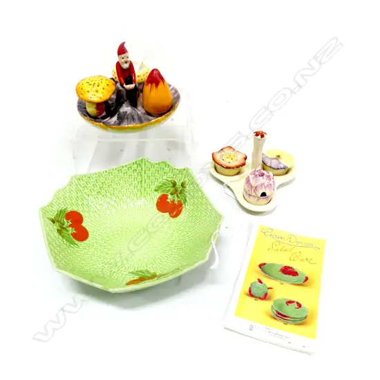 CROWN DEVON SALAD PLATE DIA180MM & 2 C/DEVON CONDERMENT SETS DIA 140MM