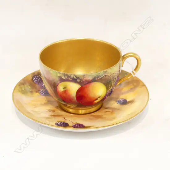 ROYAL WORCESTER SIGNED CUP (HALE) & SAUCER (AYRTON) 140mm dia