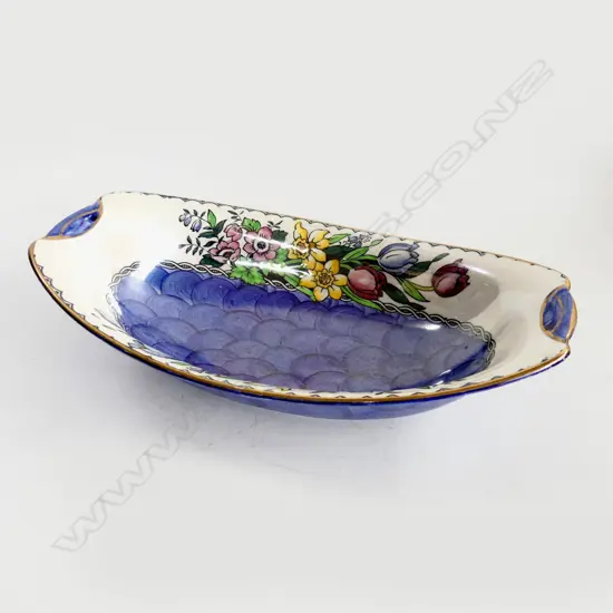 MALING THUMB PRINT OVAL LUSTRE DISH 'SPRINGTIME' 1950 (ex condition) L.300mm