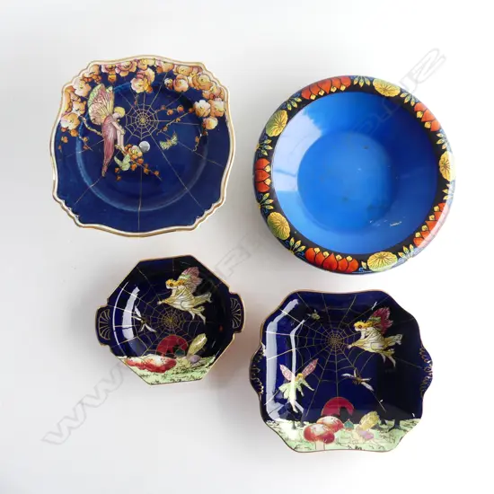 3 PCES ROYAL WINTON FAIRYLAND: 2 BOWLS & CAKE STAND 220mm dia + CROWN DUCAL FLOAT BOWL 260mm dia