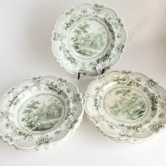 4 PLATES & BOWLS VICTORIAN 'ROYAL SKETCHES',  SOME FAULTS