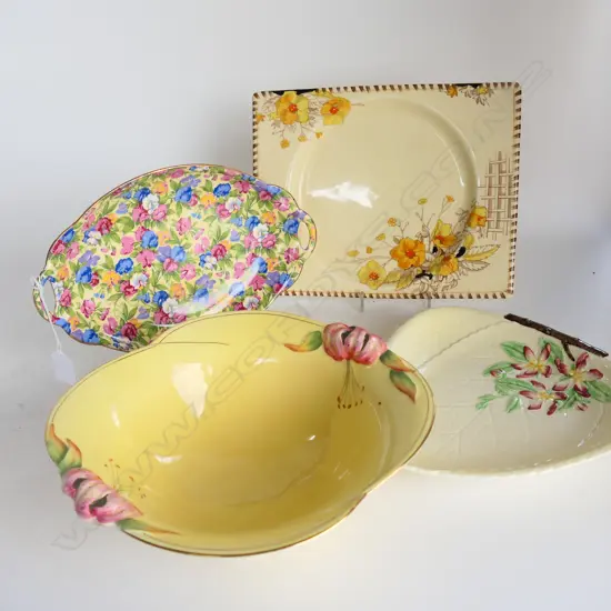 FOUR CHINA ITEMS SWEET PEA WINTON DISH L. 265 WINTON ORCHID BOWL  Dia 250 + BIARRITZ RECTANGULAR PLATE 265X210mm