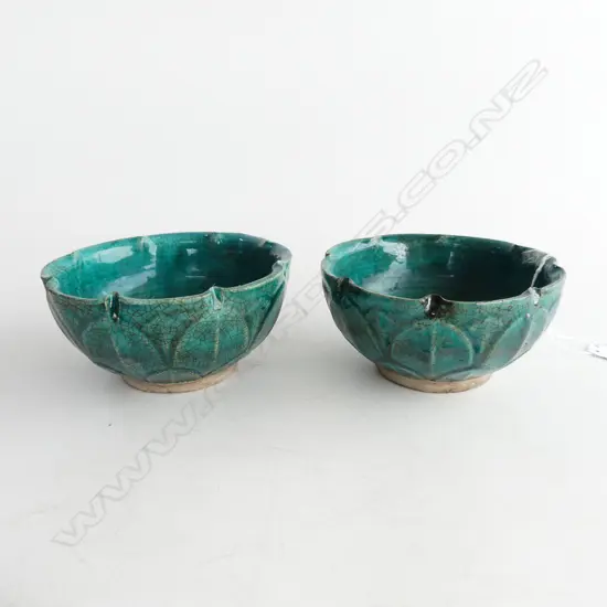 PR ORIENTAL GREEN GLAZE BOWLS 120mm dia