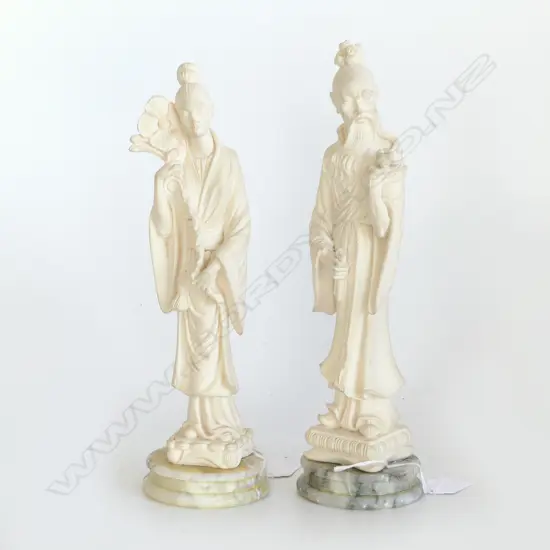 2 CHINESE FIGURES ON MARBLE BASE, MALE & FEMALE, RESIN, H.280mm with stand