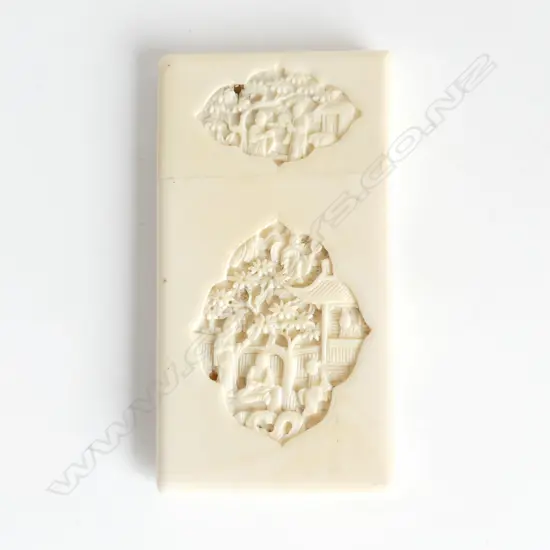CARVED IVORY CHINESE CARD HOLDER H 80 MM