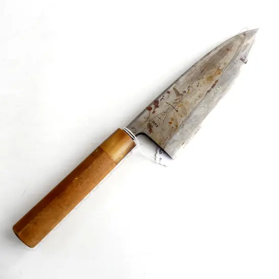 HIGHEST QUALITY  LAMINATED HEAVY THICK CARBON STEEL DEBA CHEF’S KNIFE HOLLOW GROUND SIGNED BLADE HORN FERRULE L.364mm