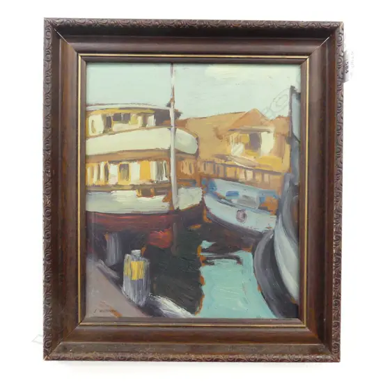 JOHN HORNER oil on board APPEARS TO BE THE KESTREL (DEVONPORT FERRY) SIGNED 290X240mm