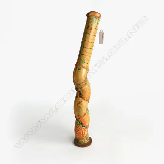 GUY NGAN 2003 PAINTED BAMBOO SCULPTURE slightly faded some cracking H.350mm