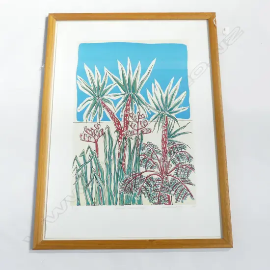 CLAUDIA POND EYLEY 'CABBAGE TREES AND SKY' LITHOGRAPH 1995 61/106 755x540mm